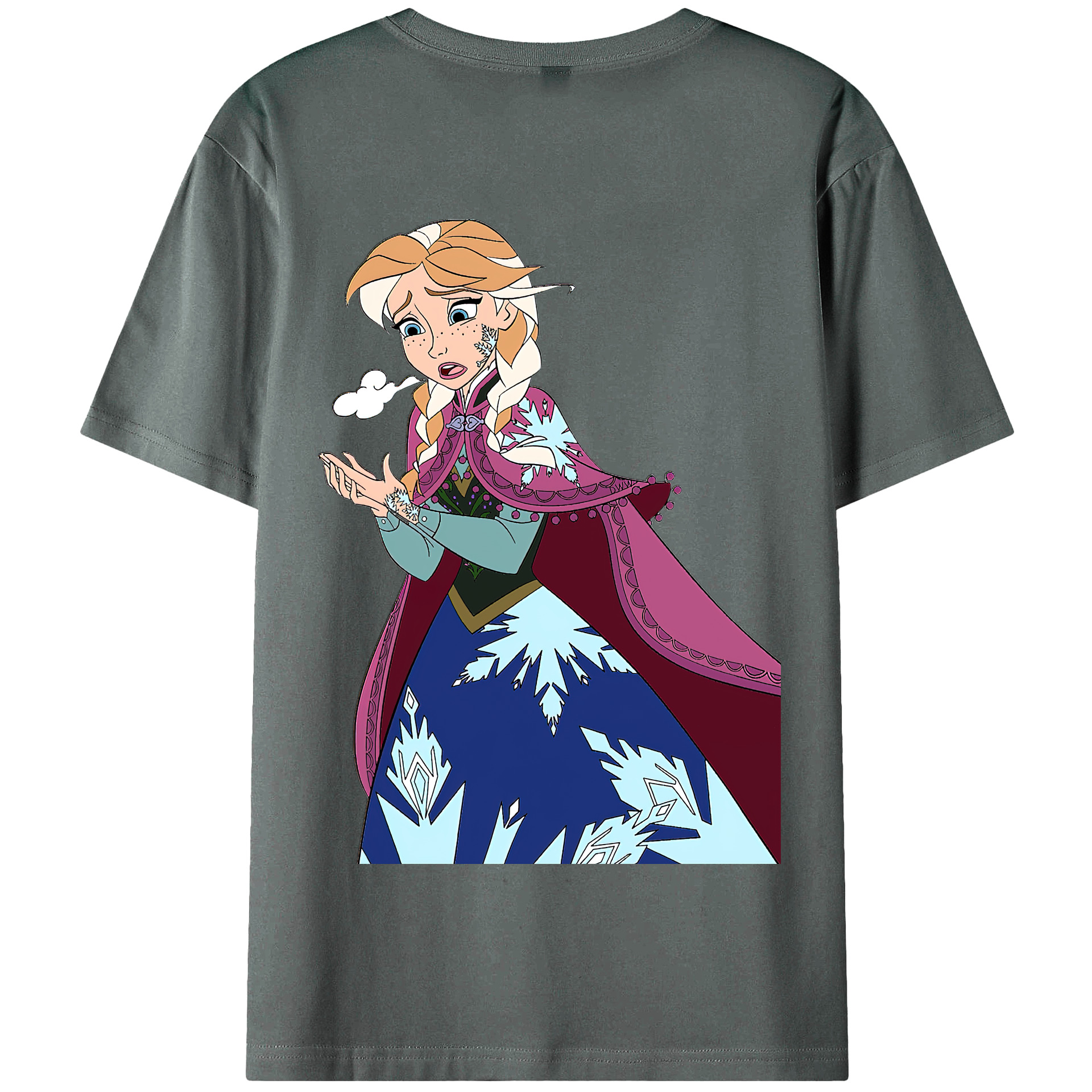 （画像用） アナと雪の女王 アンナ エルサ Frozen Anna Elsa 綿100％半袖Tシャツ（背面プリント）